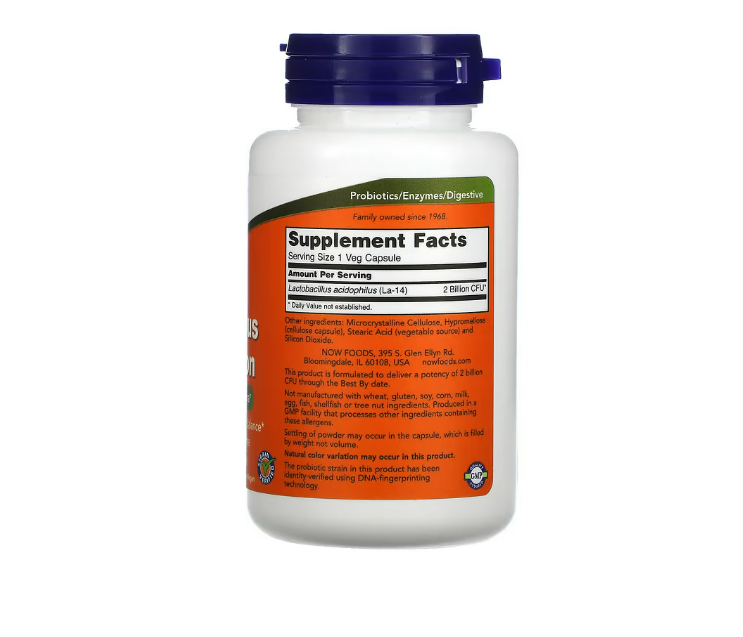 NOW, Acidophilus - Two Billion, 100 capsulas vegetarianas