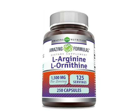 Amazing Formulas - L-arginina/L-ornitina 1500 Mg por Porción - 250 Cápsulas