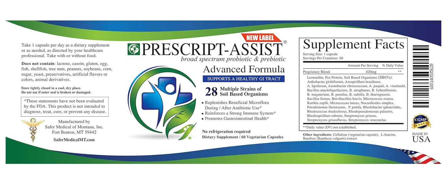 Prescript Assist - Prebióticos y probióticos para la salud digestiva - 28 cepas de microflora , 60 capsulas