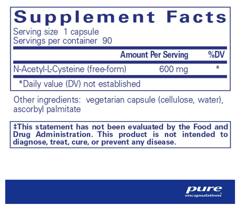 Pure Encapsulations NAC 600MG , 90 CAPSULAS