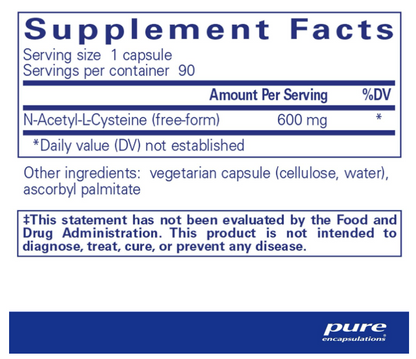 Pure Encapsulations NAC 600MG , 90 CAPSULAS
