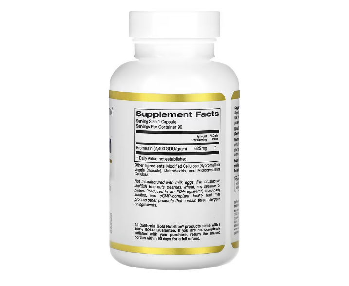 California Gold Nutrition, Bromelain, 625 mg, 90 capsulas vegetarianas