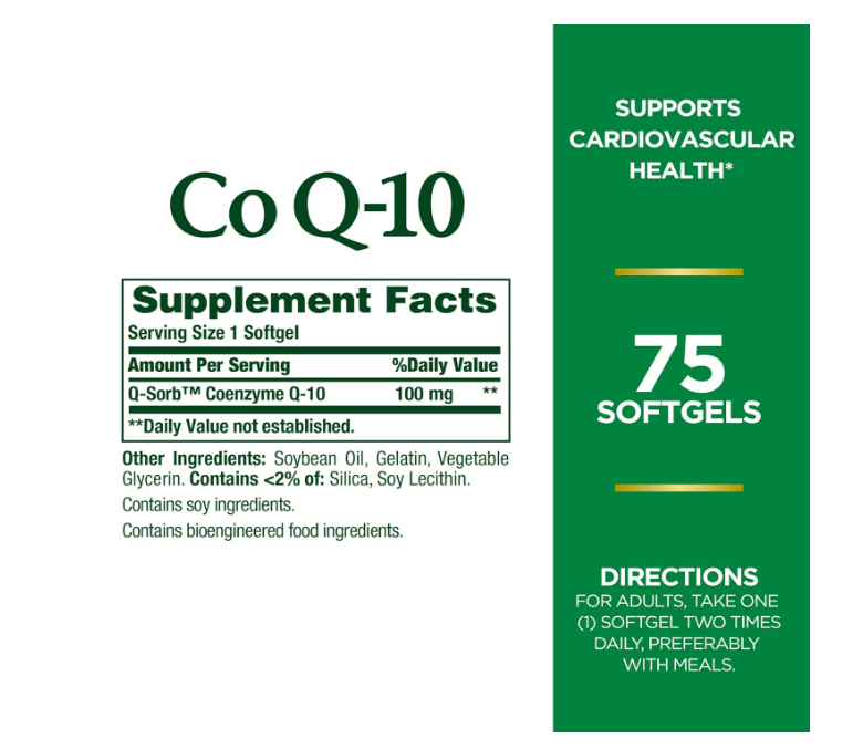 Nature's Bounty , CoQ10 - 100 mg, 75 capsulas blandas de liberacion rapida