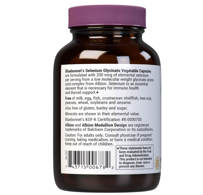 Bluebonnet - Selenium glycinate 200mcg , 90 capsulas vegetables