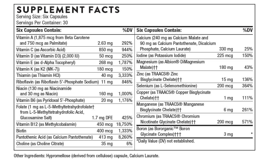 Thorne - Women´s Multivitaminico 50+ , 180 capsulas