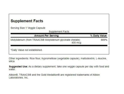 Swanson - Albion Molybdenum 400mcg , 60 capsulas