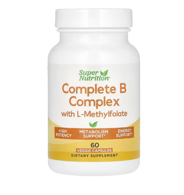 Super Nutrition - Complete B complex con  L-methylfolate , 60 capsulas