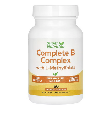 Super Nutrition - Complete B complex con  L-methylfolate , 60 capsulas