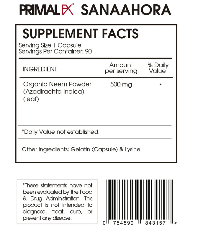 PrimalFx - Azadirachta + neem , 90 capsulas