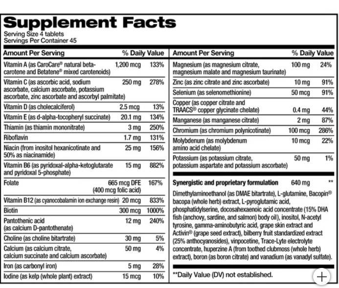 Focus Factor Suplemento Vitaminico para el Cerebro 180 tabletas
