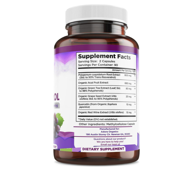 Biodora - Resveratrol 1600mg , 180 capsulas