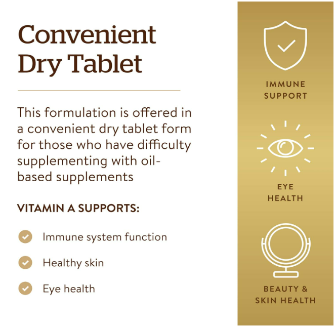 Solga - Dry Vitamina A 5000IU , 100 tabletas