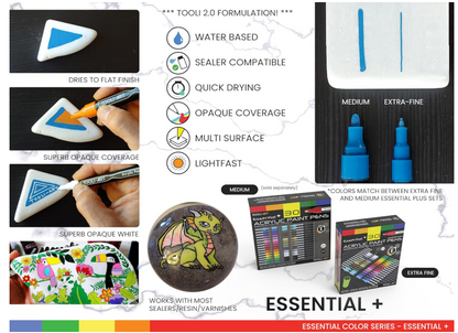 TOOLI-ART Rotuladores de pintura acrílica, varios marcadores vibrantes para pintura en roca, lienzo, vidrio, tazas, madera, tela, metal, cerámica