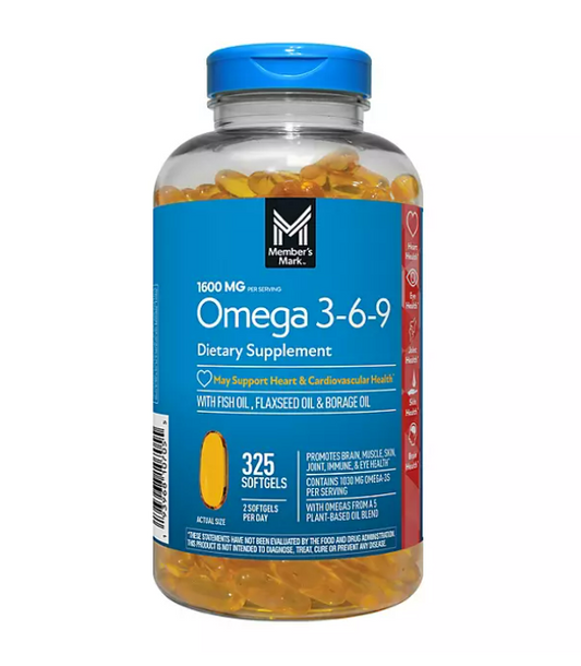 Omega 3 6 9 Members Mark 325 Softgels