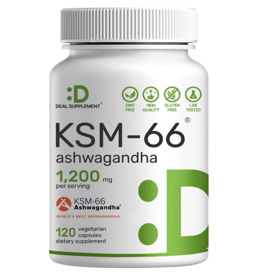 Deal Supplement- KSM 66 Ashwagandha 1,200 mg con pimienta negra, 120 cápsulas vegetales