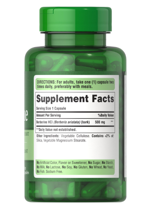 Puritans Pride - Berberine 500mg, 60 capsulas vegetarianas