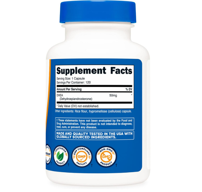 Nutricost DHEA 50 mg, 120 cápsulas - Sin gluten, sin soja, sin OMG, suplemento