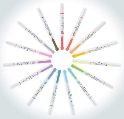 Zebra Pen Mildliner - Resaltadores de doble extremo, puntas anchas y finas, bolígrafos de línea media de colores pastel y neutros, paquete de 30