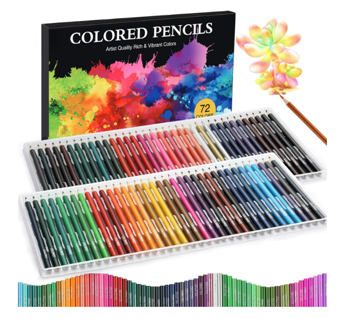 Paquete de 72 lápices para colorear, lápices de colores para adultos