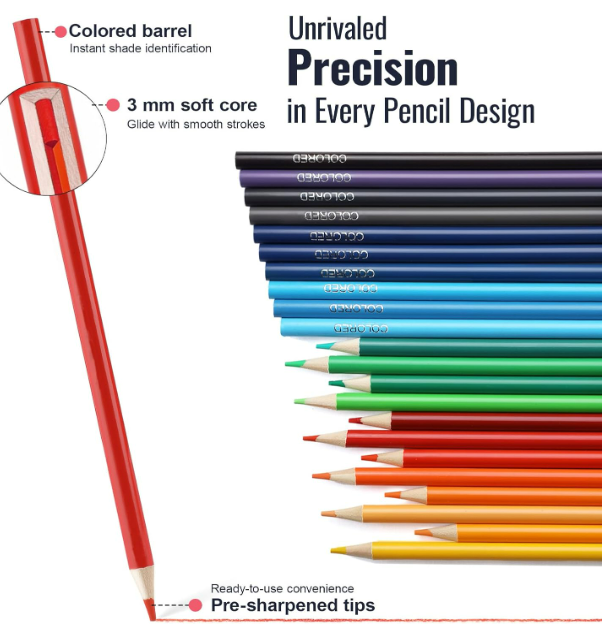 Paquete de 72 lápices para colorear, lápices de colores para adultos