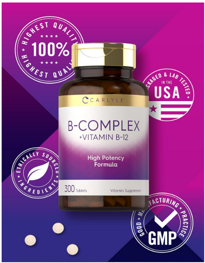 Carlyle- B-complex + vitamina B12, 300 tabletas