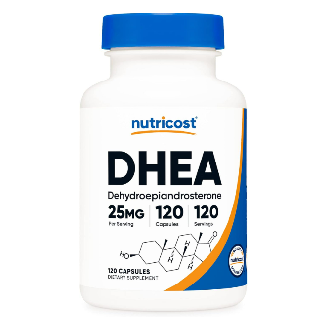 Nutricost DHEA 25 mg, 120 cápsulas - Sin gluten, sin soja, sin OMG, suplemento