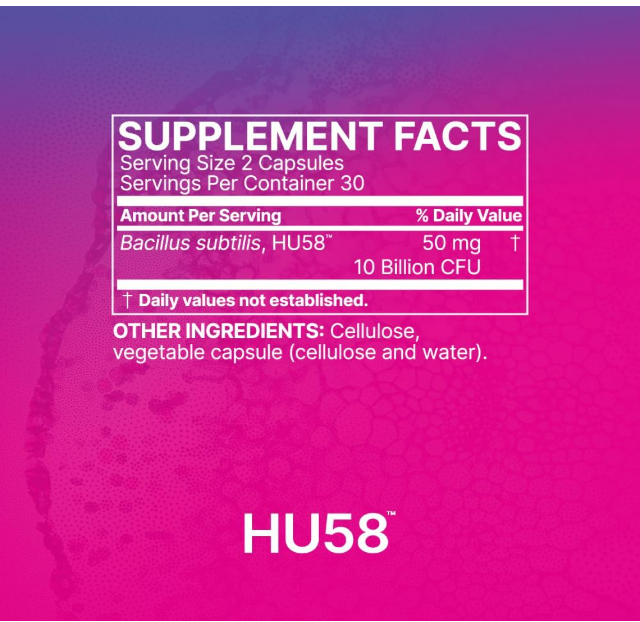 Microbiome Labs HU58 Bacillus Subtilis Probióticos para mujeres y hombres 10 billion, 60 capsulas