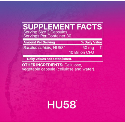 Microbiome Labs HU58 Bacillus Subtilis Probióticos para mujeres y hombres 10 billion, 60 capsulas