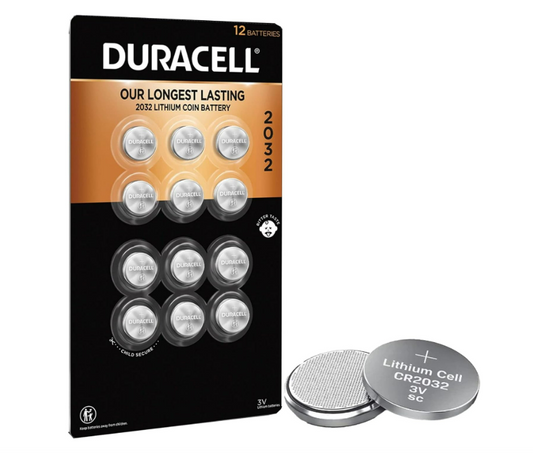 Duracell CR2032 - Batería de litio de 3 V, características de seguridad para niños, paquete de 12 unidades