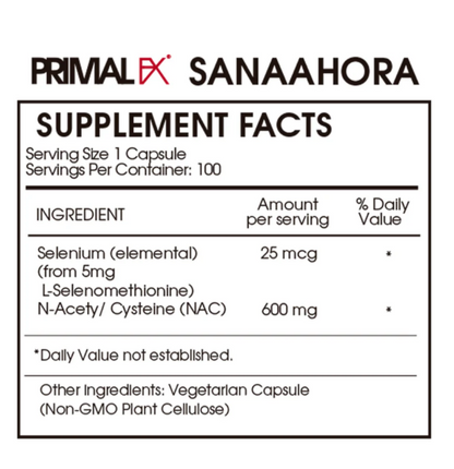 PrimalFx - NAC + se , 100 capsulas
