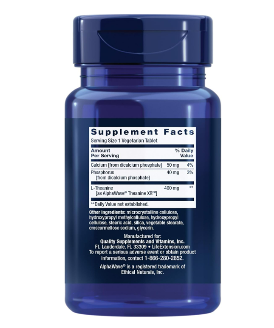 Life Extension - Theanine XR, Stress Relief, 30 tabletas