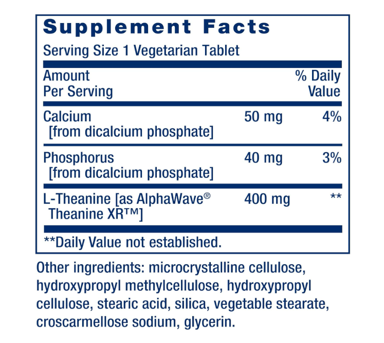 Life Extension - Theanine XR, Stress Relief, 30 tabletas