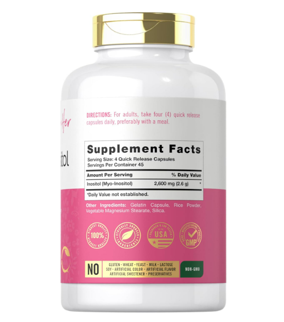 Myo-Inositol - Carlyle - 2600mg - 180 Capsulas