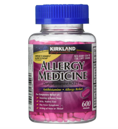 Allergy Medicine Kirkland Signature, Difenhidramina Hci 25 mg 600 minitabletas.