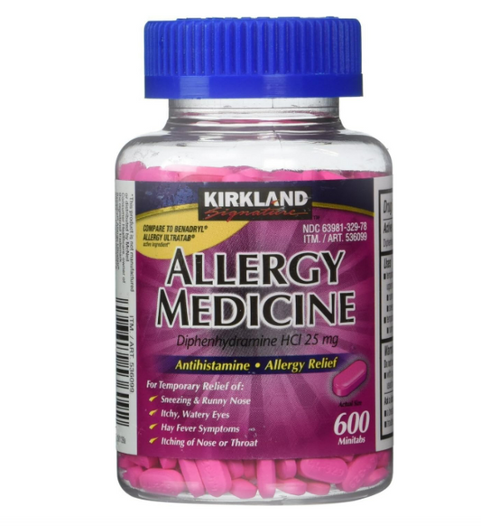 Allergy Medicine Kirkland Signature, Difenhidramina Hci 25 mg 600 minitabletas.