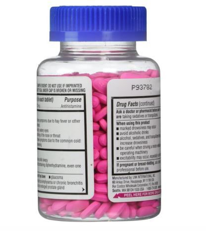 Allergy Medicine Kirkland Signature, Difenhidramina Hci 25 mg 600 minitabletas.