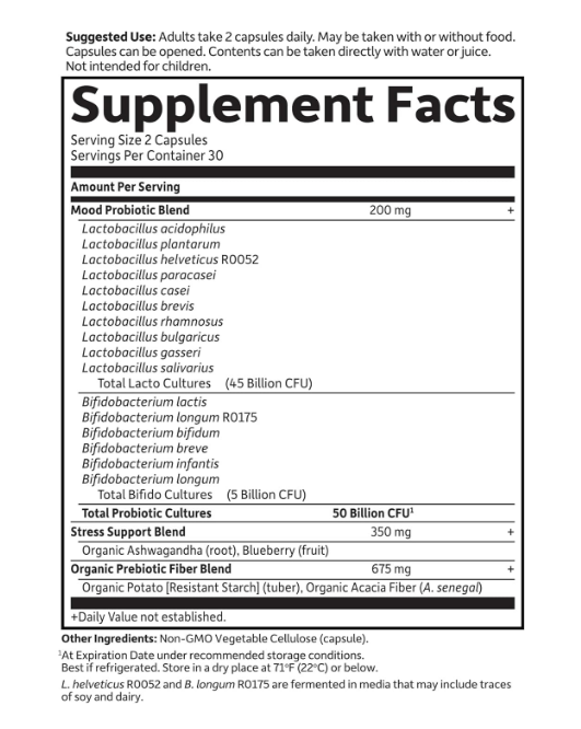 Garden of Life - Probiotico Mood+ 50 billion, 60 capsulas