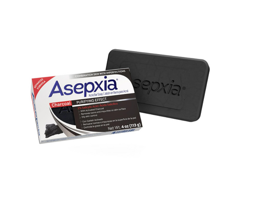Asepxia-  Jabón limpiador con  carbón activdado, 4oz