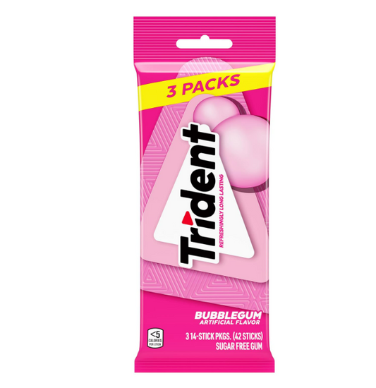Trident - Goma de mascar sin azúcar, 3 paquetes de 14 piezas