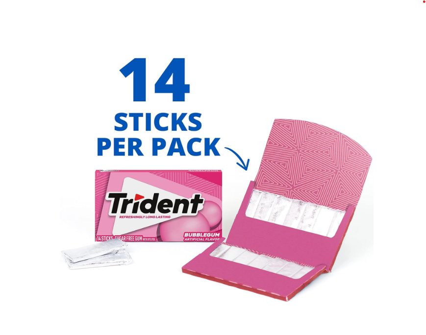Trident - Goma de mascar sin azúcar, 3 paquetes de 14 piezas