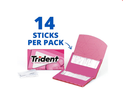 Trident - Goma de mascar sin azúcar, 3 paquetes de 14 piezas