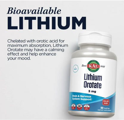 Kal - Lithium Orotate 5mg, 180 capsulas