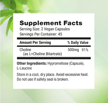 Choline 500mg, 90 capsulas vegetarianas - Nested Naturals
