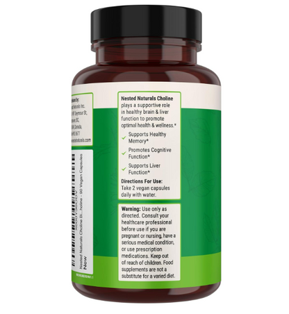 Choline 500mg, 90 capsulas vegetarianas - Nested Naturals