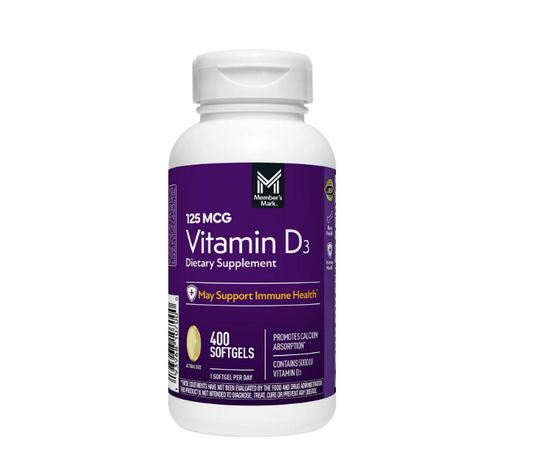 Vitamina D3 - Members Mark - 400 Capsulas blandas (5000 iu)