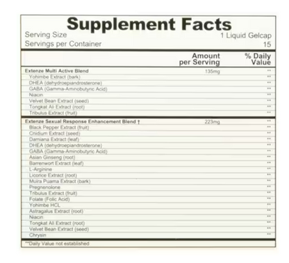 Vitamina para la mejora masculina de liberación prolongada, 15 capsulas -  Extenze