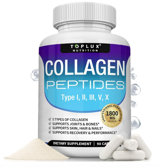 Colageno Peptides, Type I, II, III, V, X - 90 capsulas, Toplux Nutrition