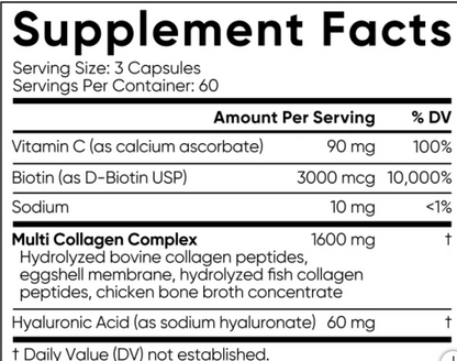 Sport Research - Multi Collagen 3000mcg con acido hialuronico y vitamina C, 180 capsulas