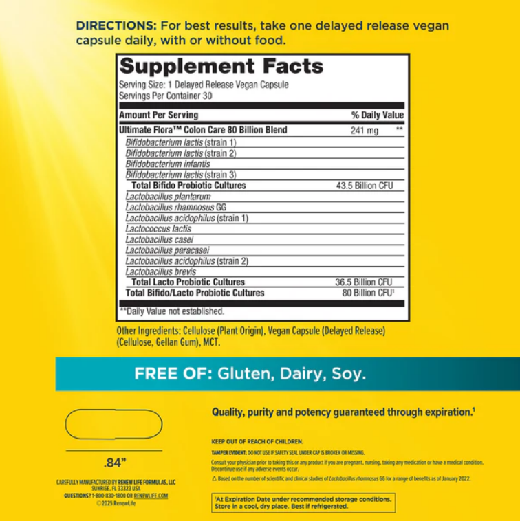 RenewLife - Ultimate Flora Colon care probiotico 60 capsulas