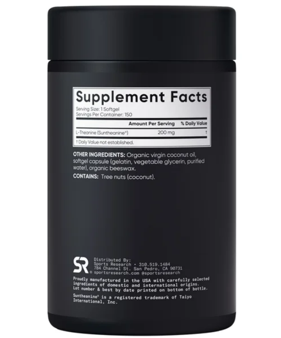 Sports Research - L-Theanine 200mg, 150 capsulas